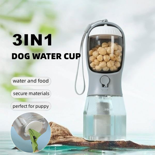 Dog Water Cup Drinking Food Garbage Bag Three-in-one Portable Bottle