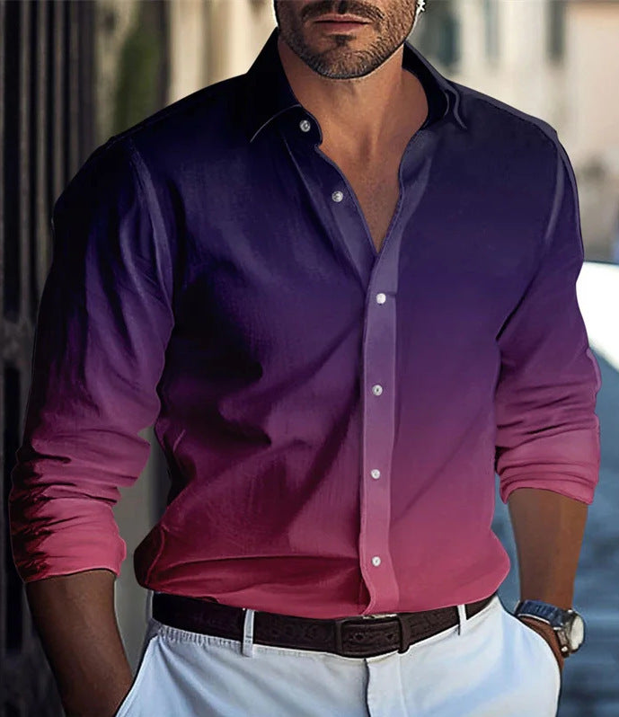 Multi-Color Gradient Pattern Printed Men's Clothing