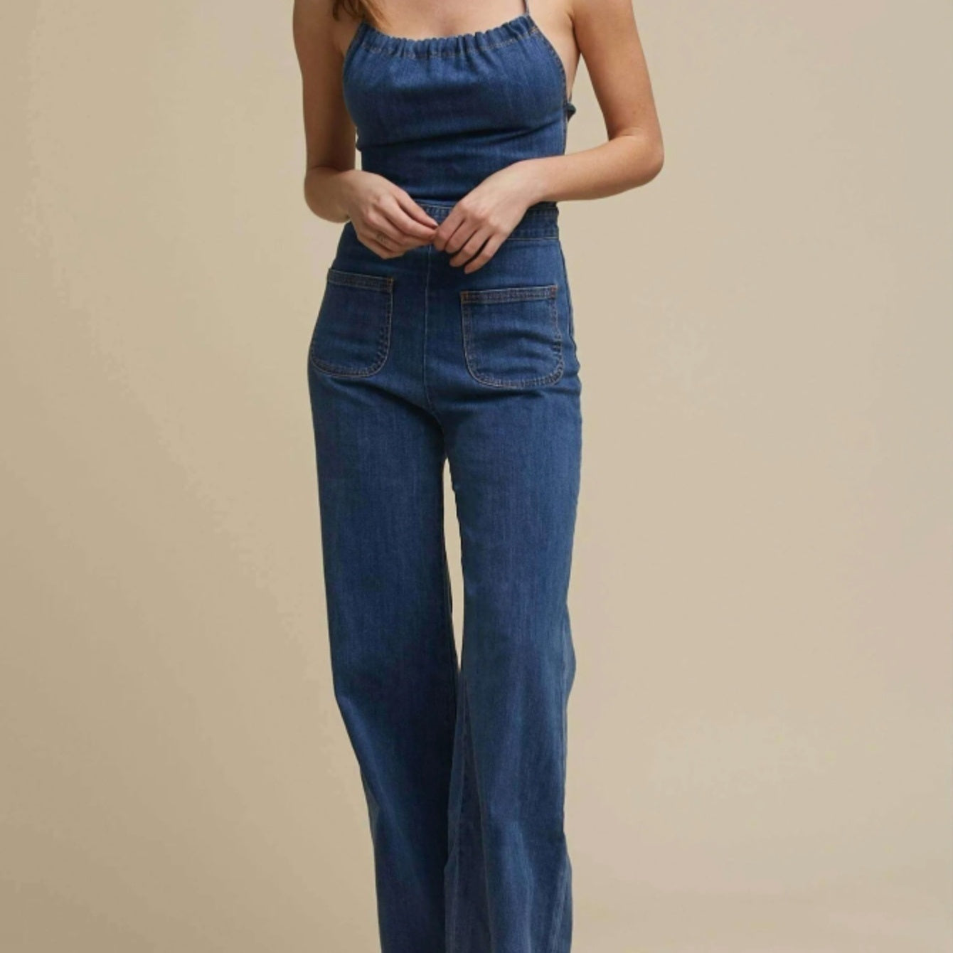 Slim Fit Slimming Fashion Street Retro Style High Waist Denim Jumpsuit