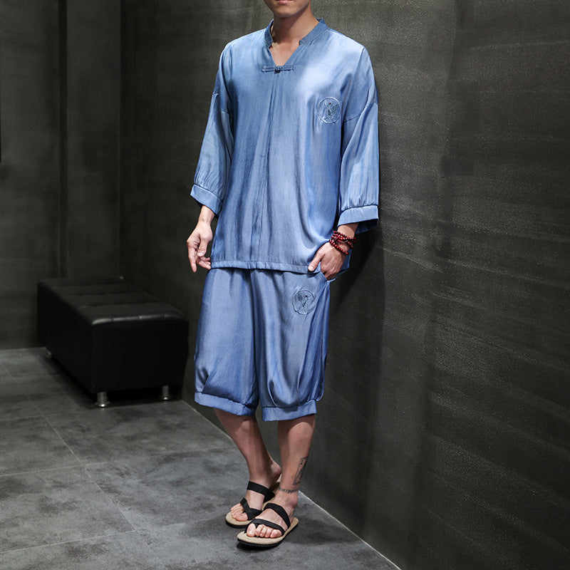 Lce Silk Short-sleeved Shorts Suit