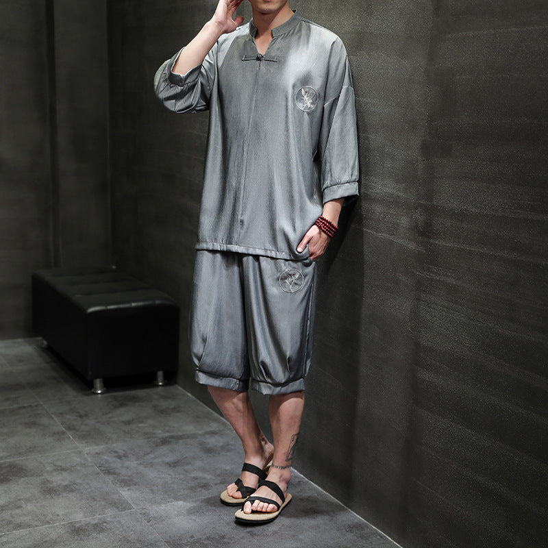 Lce Silk Short-sleeved Shorts Suit