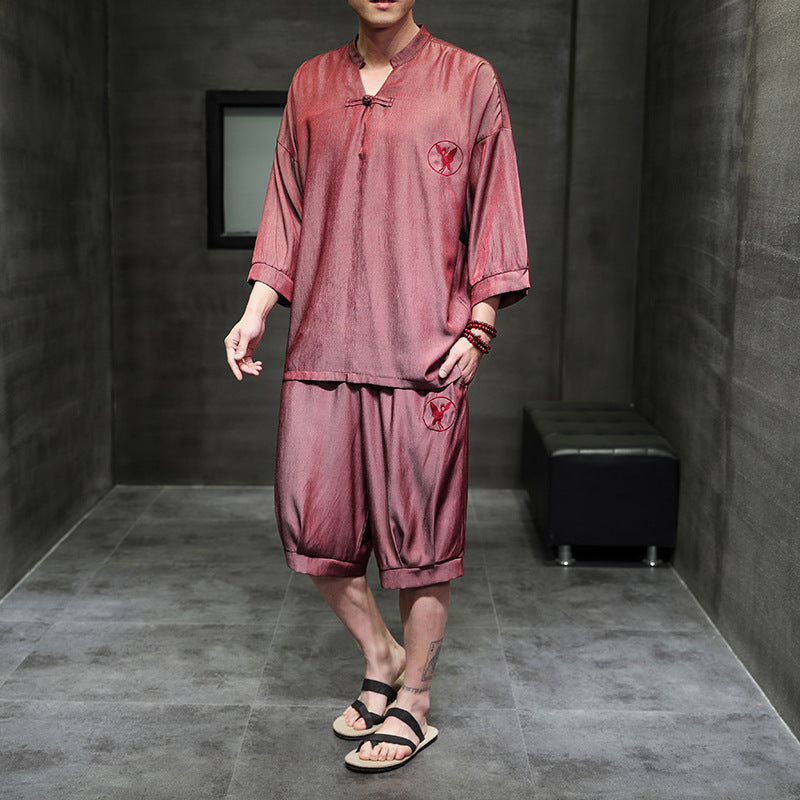 Lce Silk Short-sleeved Shorts Suit