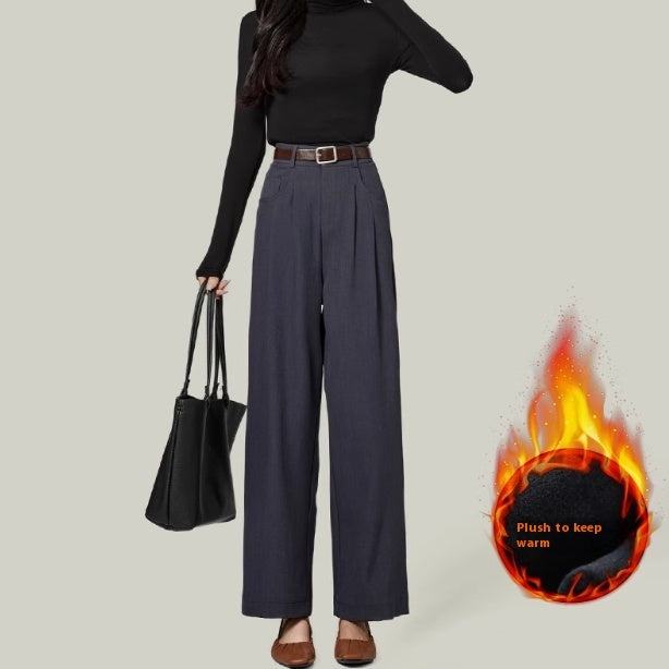 Small Women's Autumn Slim Drape Wide-leg Pants