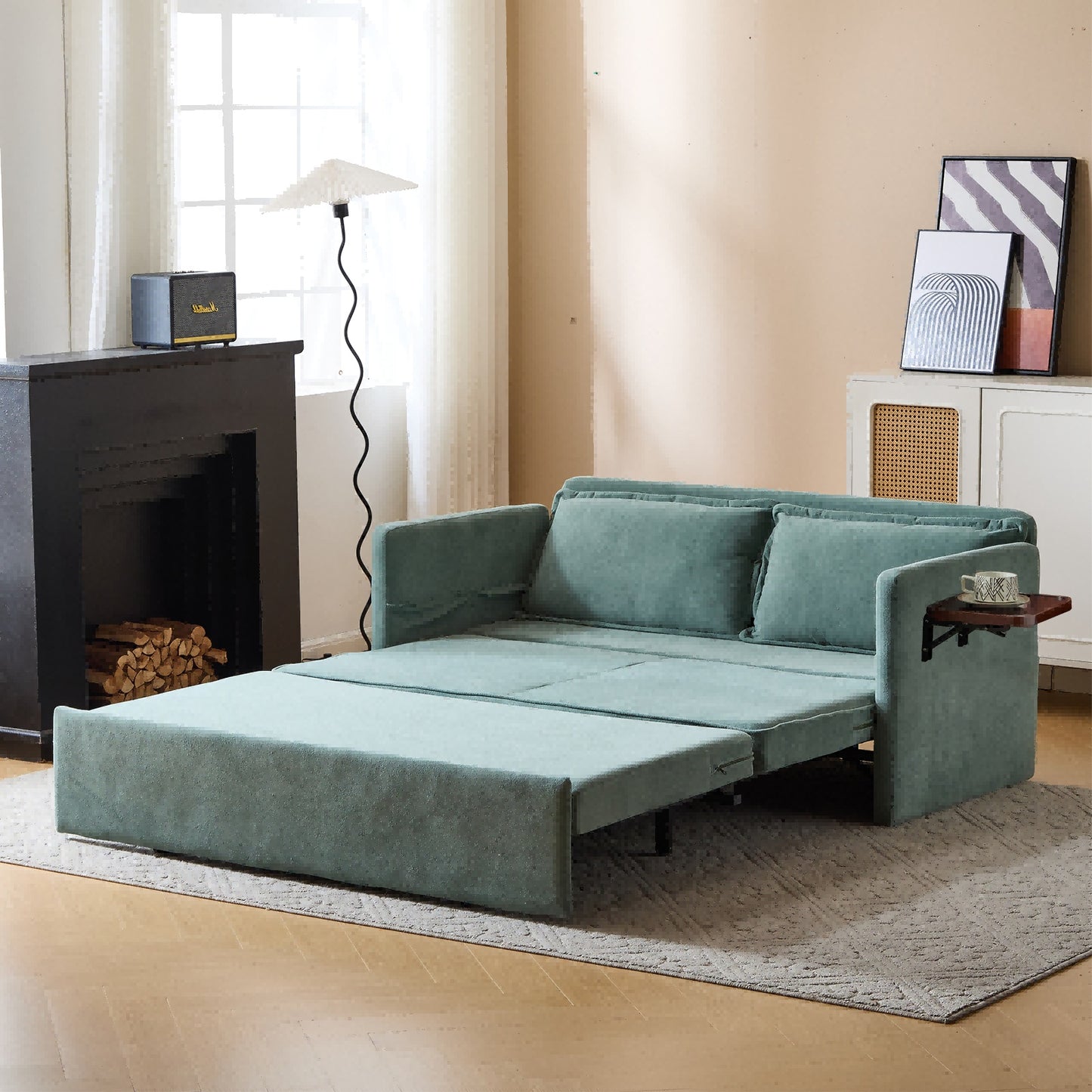 Adult Sleeper Chair Bed, 3-in-1 Convertible Sofa Chair Bed Pull-out Sofa Bed, Convenient Folding Tray Table With USB And Type-C Charging Ports Modern Loveseat For Living Room Cannot Be Sold On Temu
