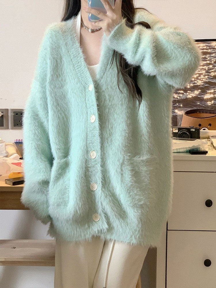 Soft And Lazy Milk Style Sweet Mink Fur Sweater Jacket For Women