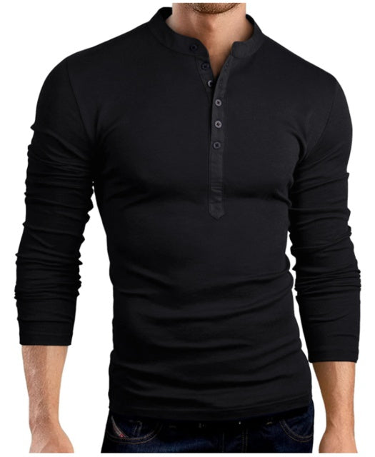 Men's Long Sleeve V-Neck Slim T-Shirt