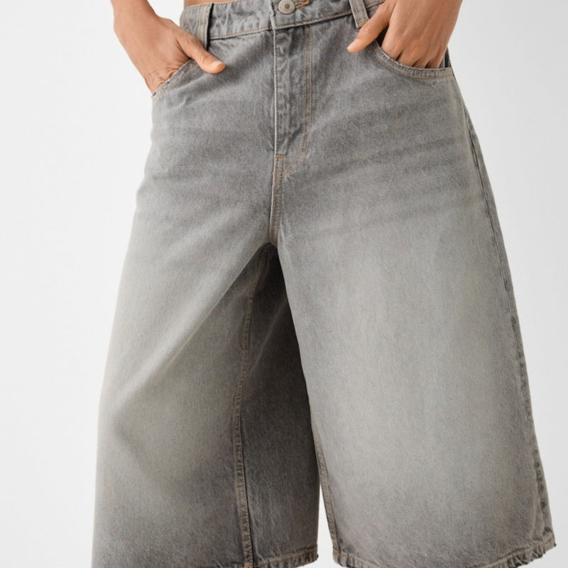 Low Waist Loose Denim Cropped Pants