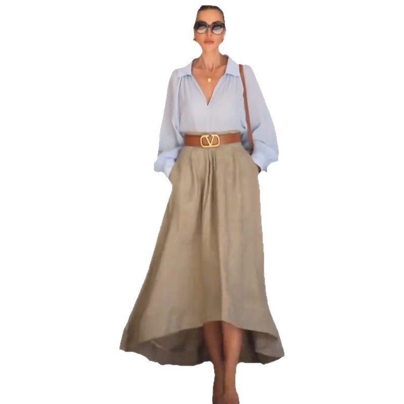 Autumn New Fashion Simple Pure Color All-matching Temperament Skirt