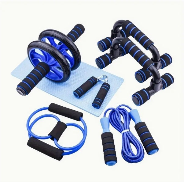 7pcs Strength Training Set Webbing, 2 Push Up Tools, Grip Reinforcement, Type 8 Tension Rope, Jump Rope, And Kneeling Pad