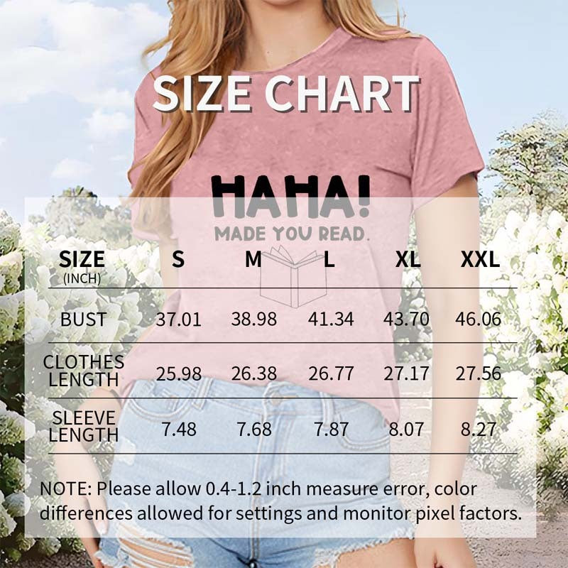 Women's Book & Slogan Print Round Neck T-Shirt Casual Short Sleeve Spring Summer Top