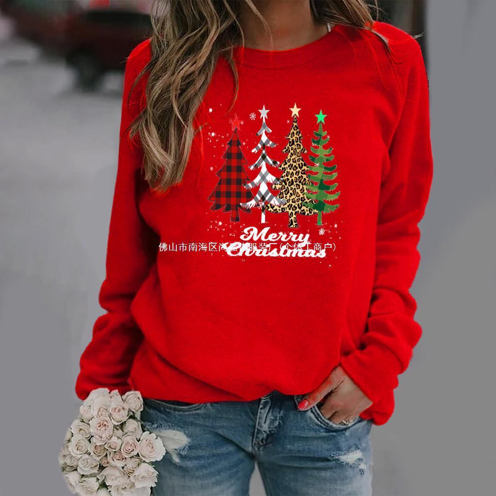 Pattern Printing Long Sleeve Crew Neck Sweater Female