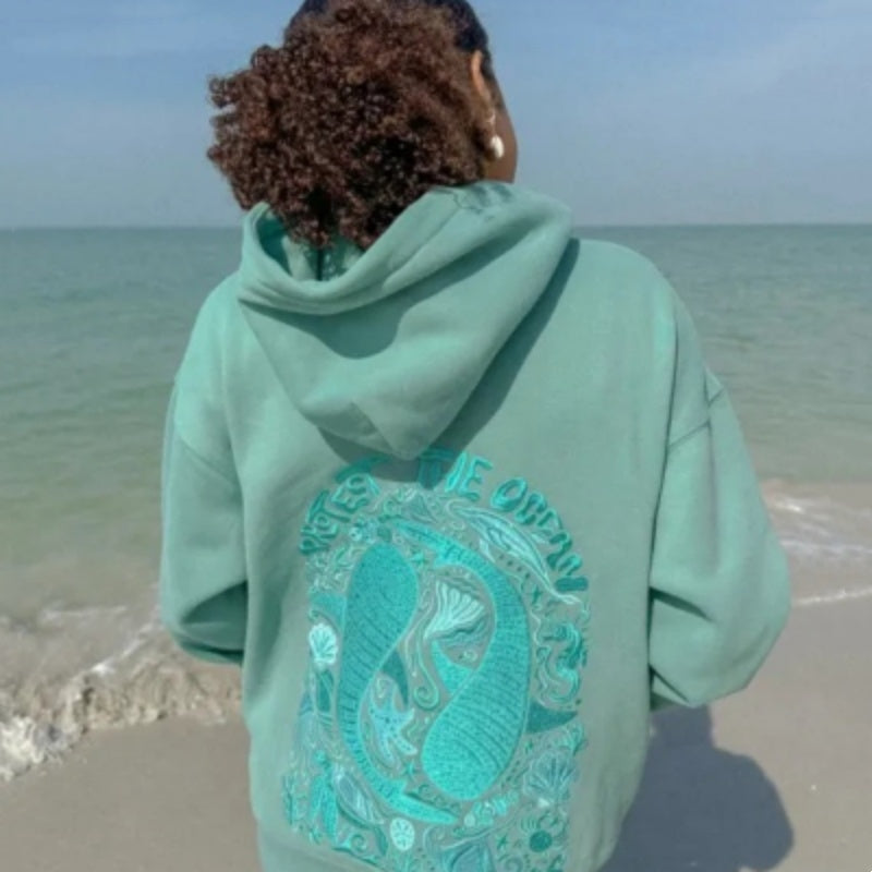 Drop-shoulder Sleeve Long Sleeve Hooded Sports Casual Printed Sweater