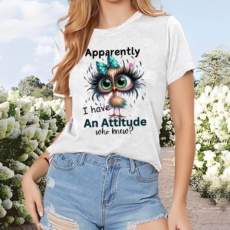 Women's Cute Animal Print Short Sleeve T-Shirt Summer Casual Letter Graphic Tee Round Neck Top