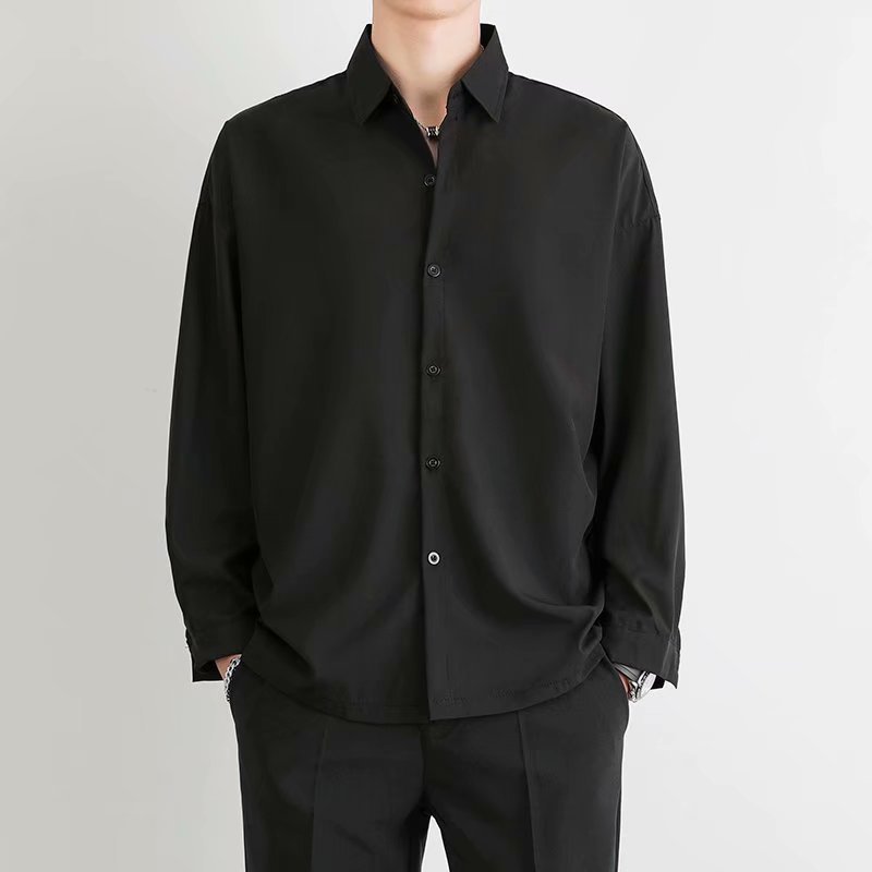 Men's Ice Silk Drape Long Sleeved Loose Casual Shirt