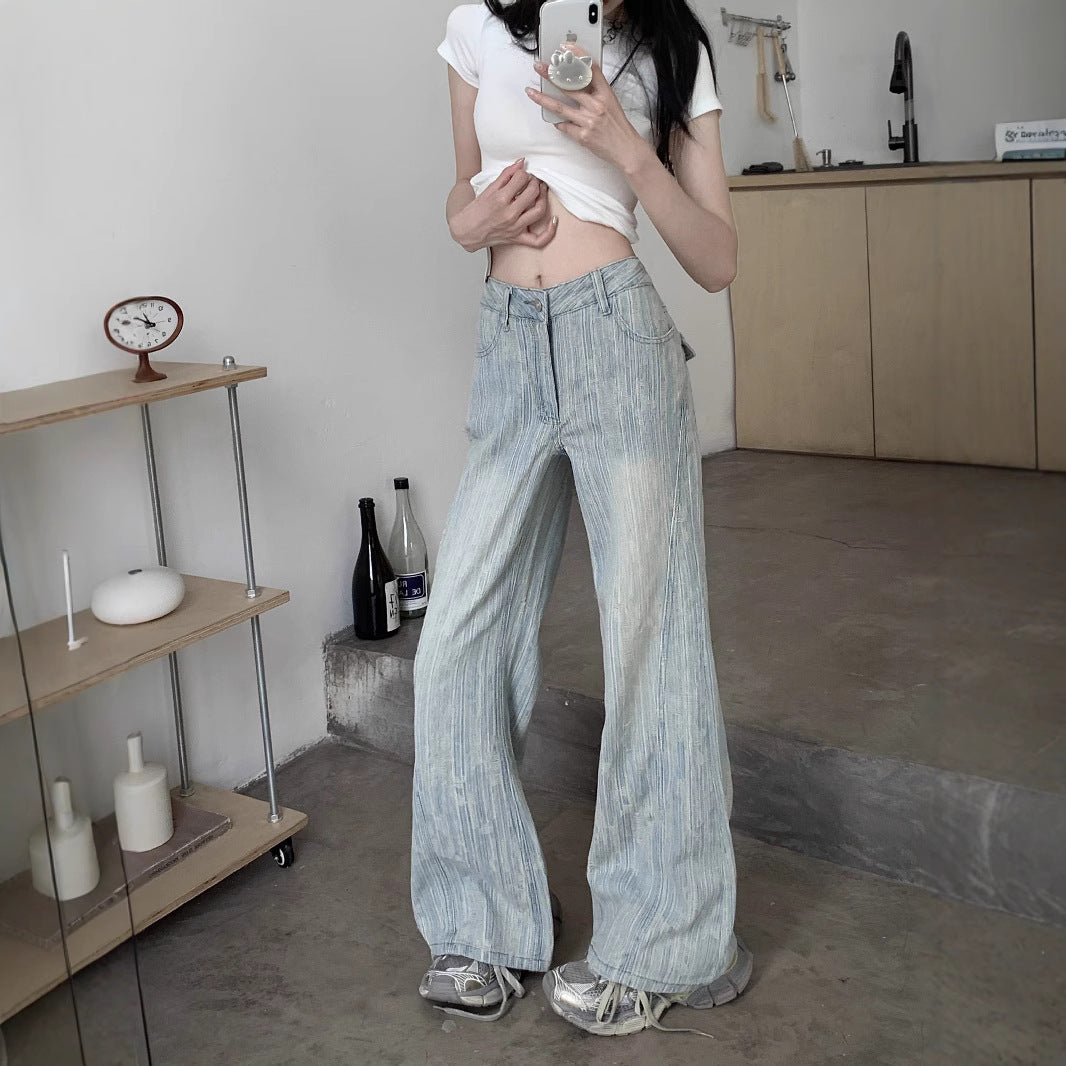 New Loose Slimming Light-colored High Waist Bootcut Jeans For Women