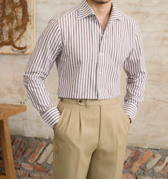 Commuter Cotton Striped Slim Shirt
