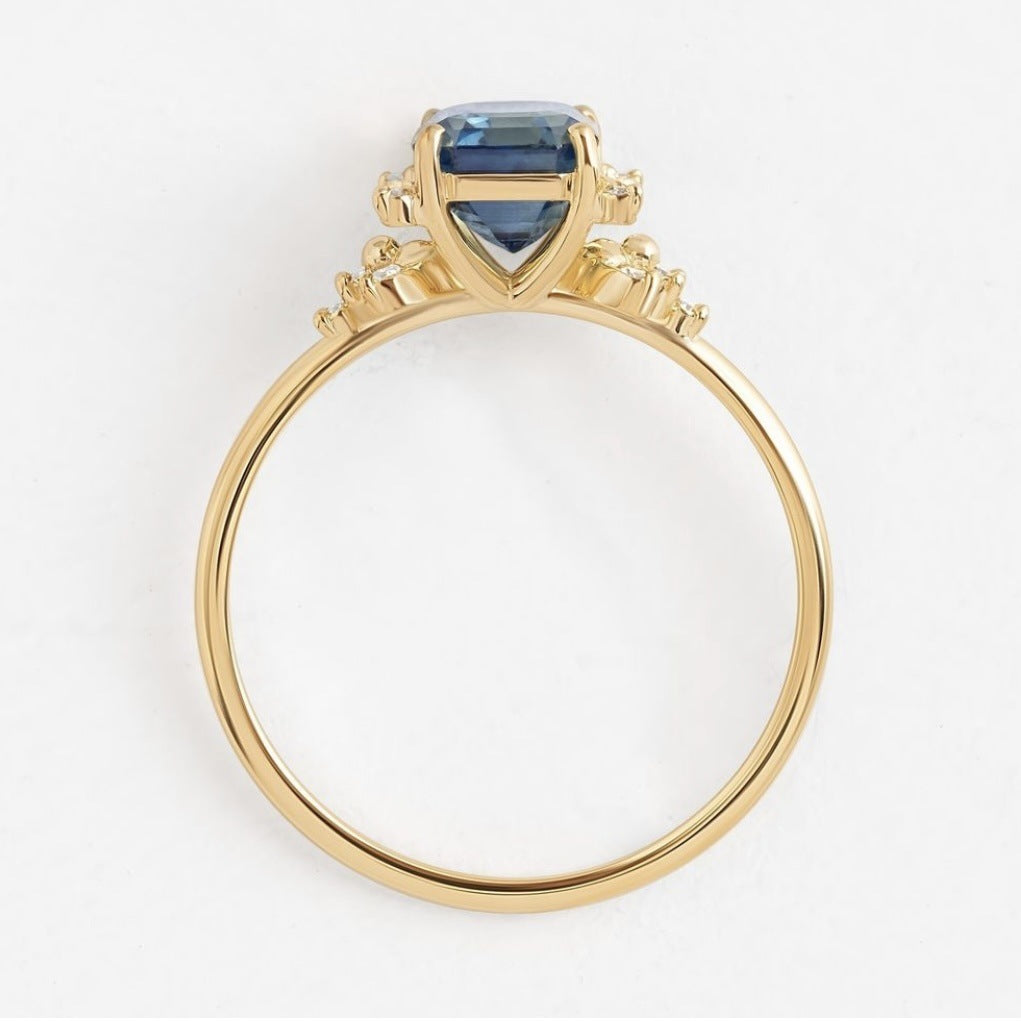 Simple Fashionable Dark Blue Zircon Ring Ornament