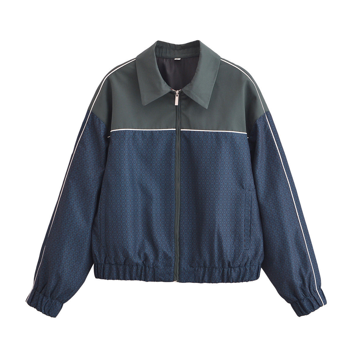 European And American Style Plaid Long Sleeve Lapel Zipper Jacket