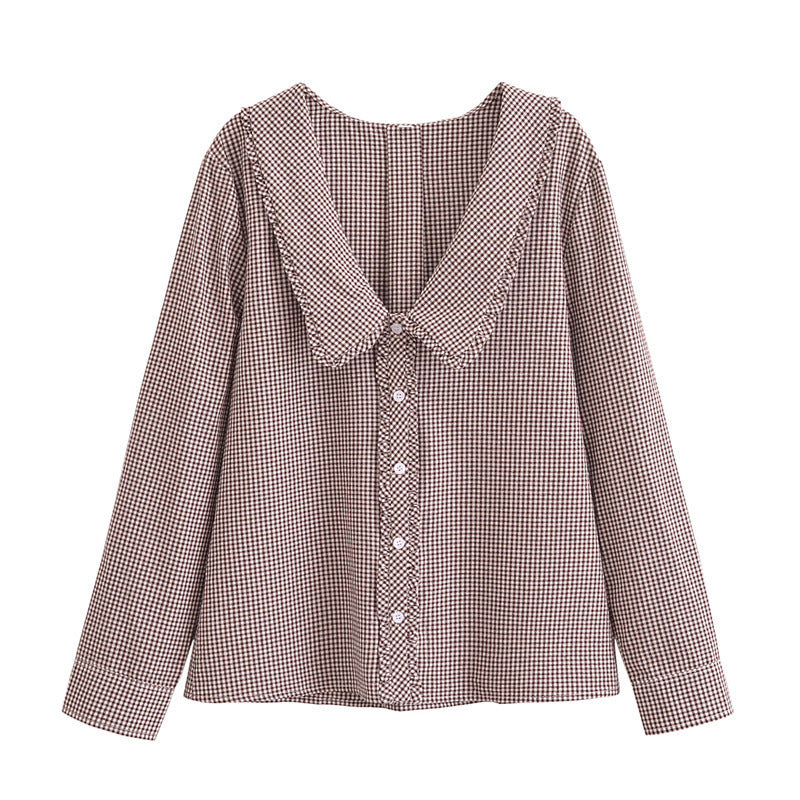 Peter Pan Collar Single-breasted Shirt For Women