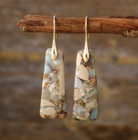 Bohemian Emperor Stone Geometric Pendant Earrings