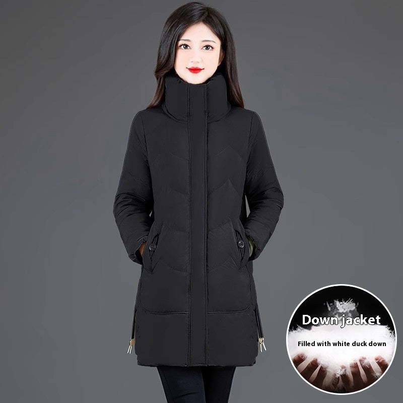 Loose Mid-length High Collar Warm Cotton Coat Jacket