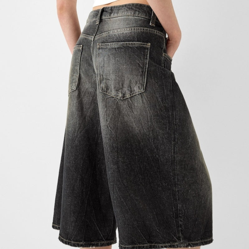 Low Waist Loose Denim Cropped Pants