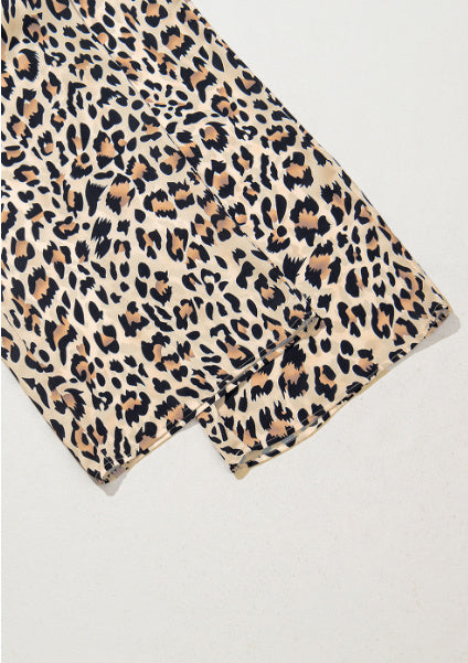 Parchment Leopard Drawstring Flowy Wide Leg Pants