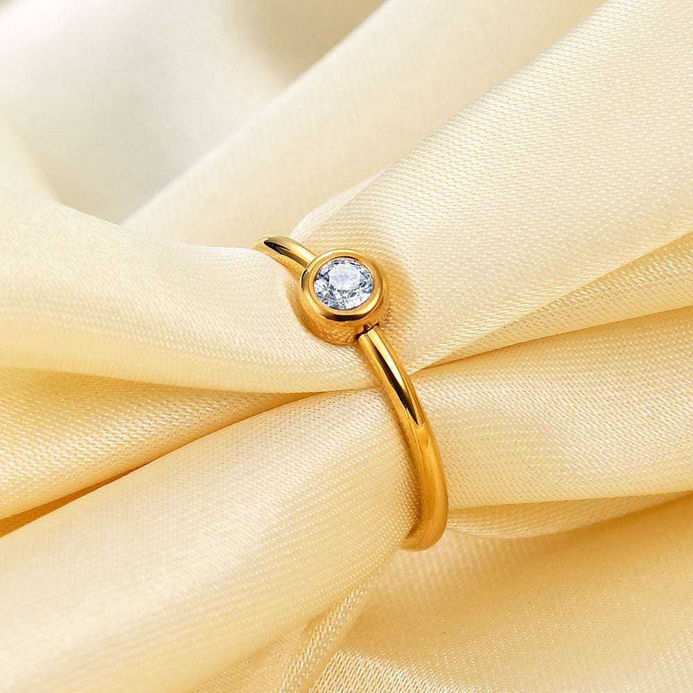European And American Simple 2MM Titanium Steel Diamond Ring Stainless Steel