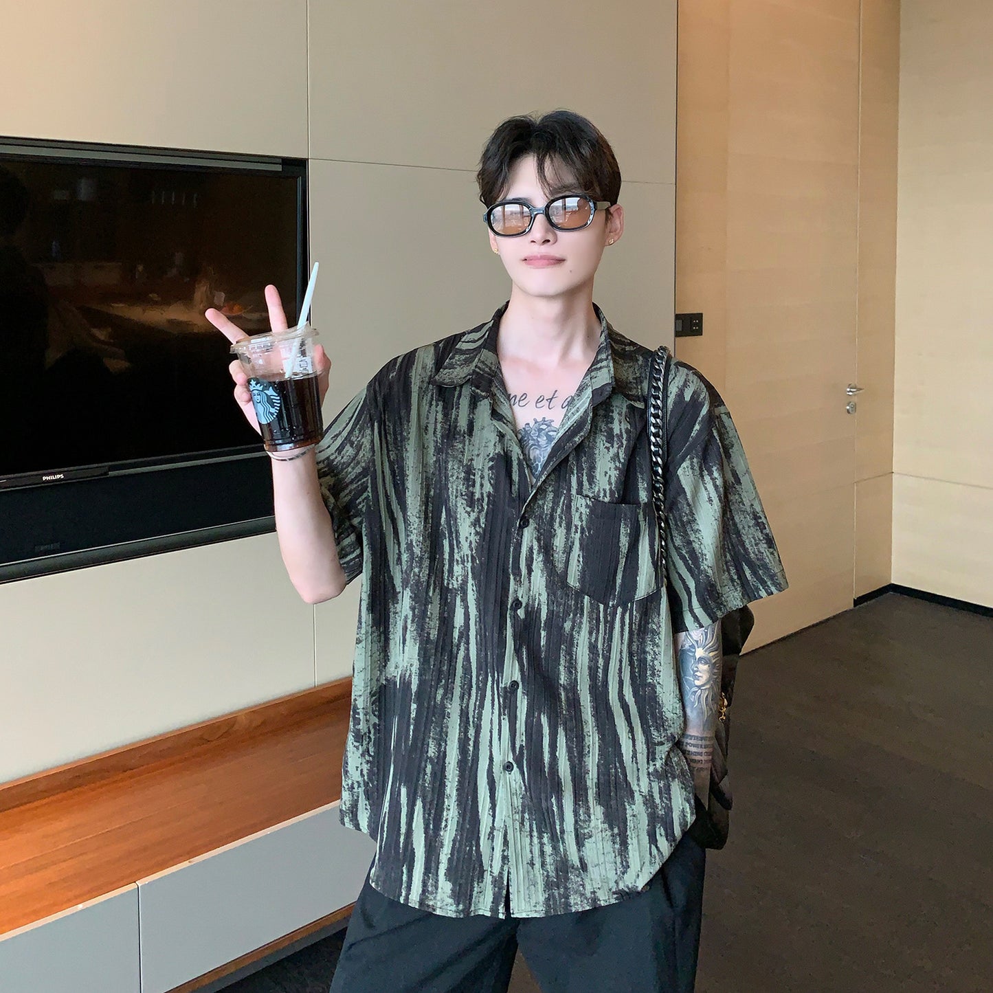 Fashion Personalized Ink Tie-dye Shirt Short Sleeve Men