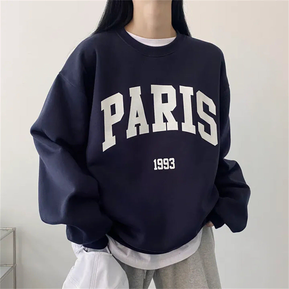 Shirt Fleece Printed Long-sleeved Letter Sweater