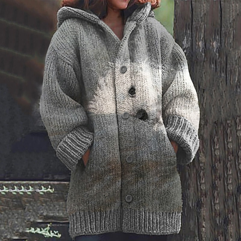 Retro Ethnic Print Women's Casual Cloak Coat