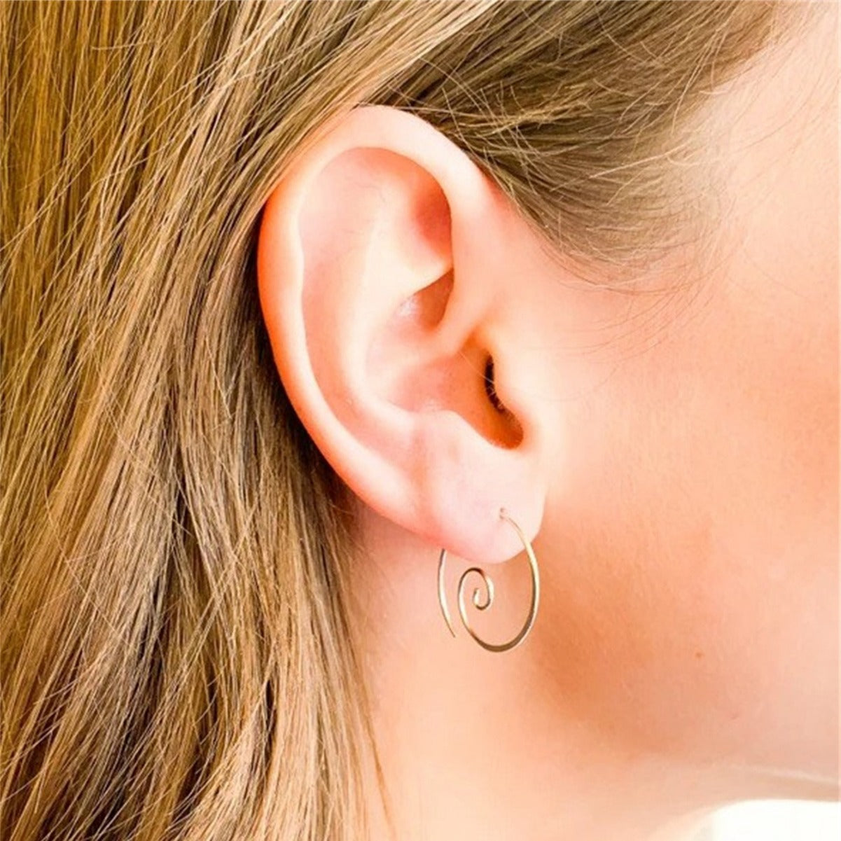 Wave Ripple Copper Earrings Personality Simple
