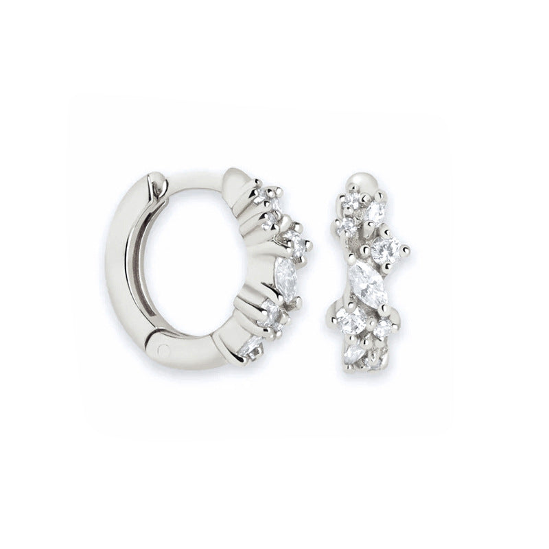 Sterling Silver Needle Korean Simple And Irregular Zircon Earrings