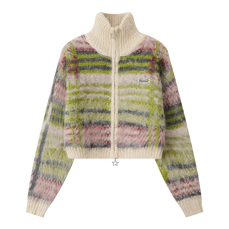 Retro Contrast Color Atmosphere Sweater Women's Loose Short