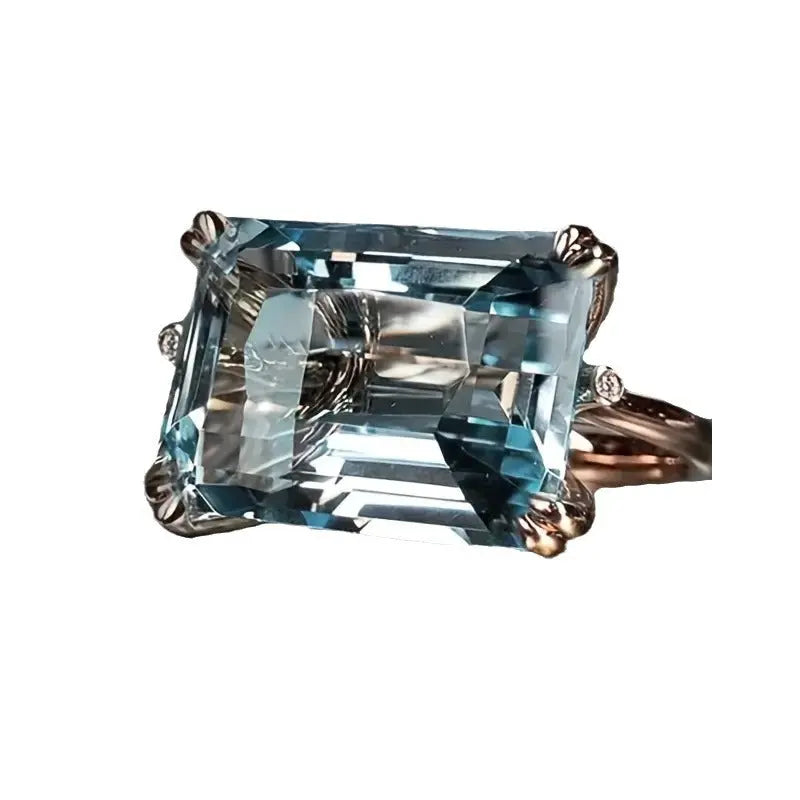 Women's Fashion Personality Retro Blue Square Ring - Ocean Vault