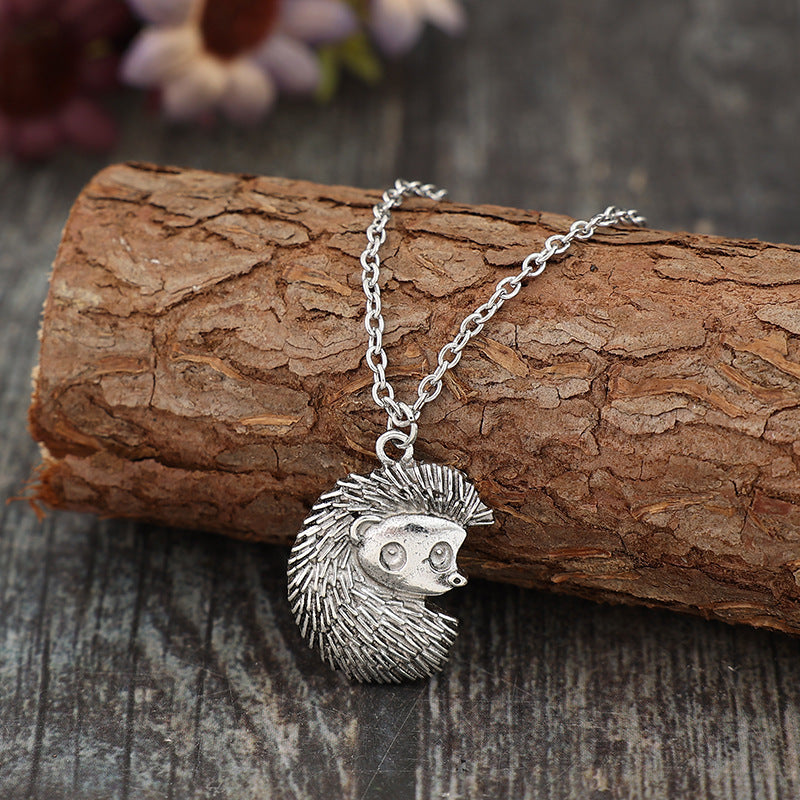 Retro Style Hedgehog Silver Alloy Pendant Necklace