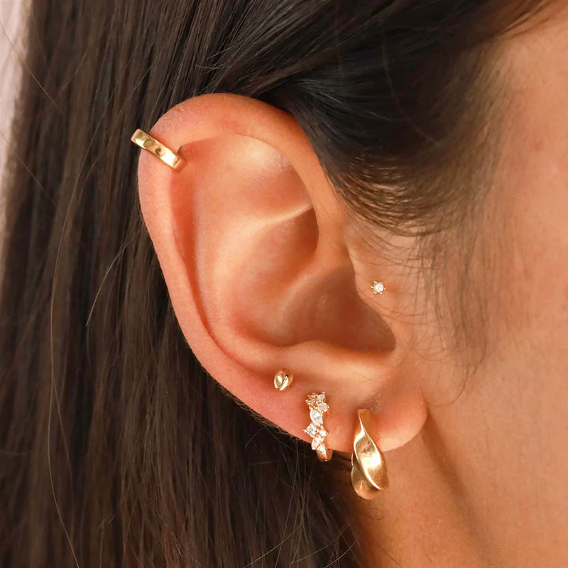 Sterling Silver Needle Korean Simple And Irregular Zircon Earrings