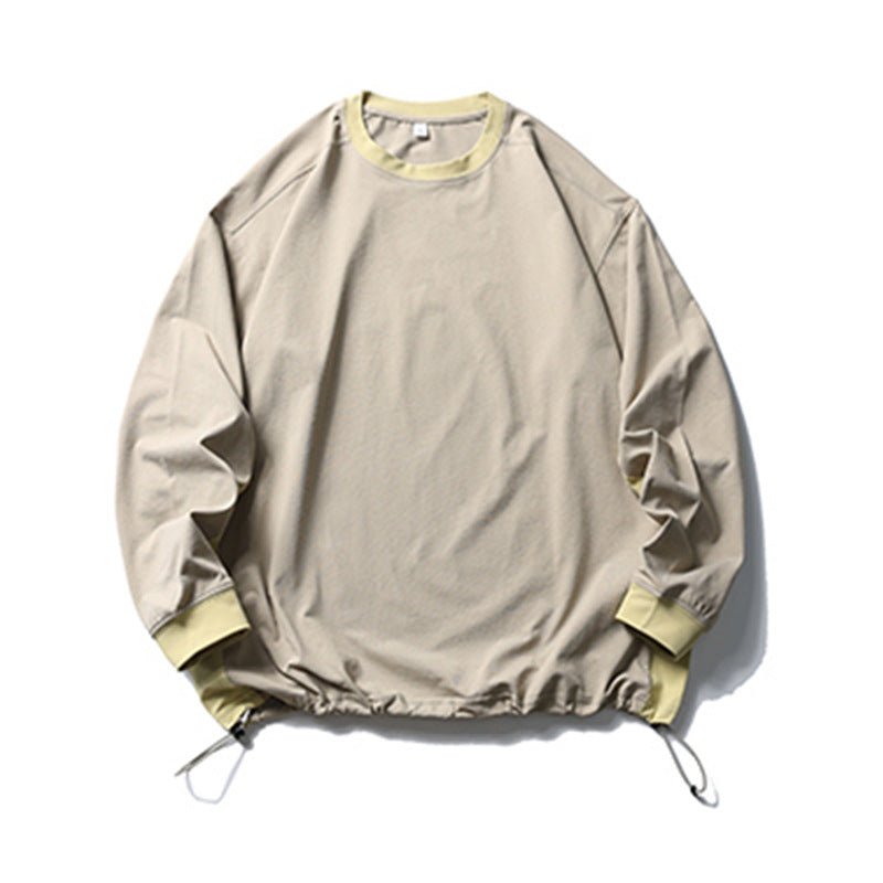 American-style Sports Loose Breathable Quick-drying Sun Protection Drawstring At Hem Round Neck Top For Men