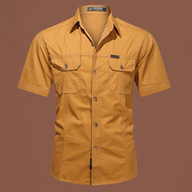 Workwear Short Sleeve Cotton Work Clothes Shirt Outdoor Loose Men's Shirt