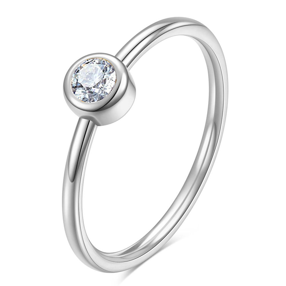 European And American Simple 2MM Titanium Steel Diamond Ring Stainless Steel