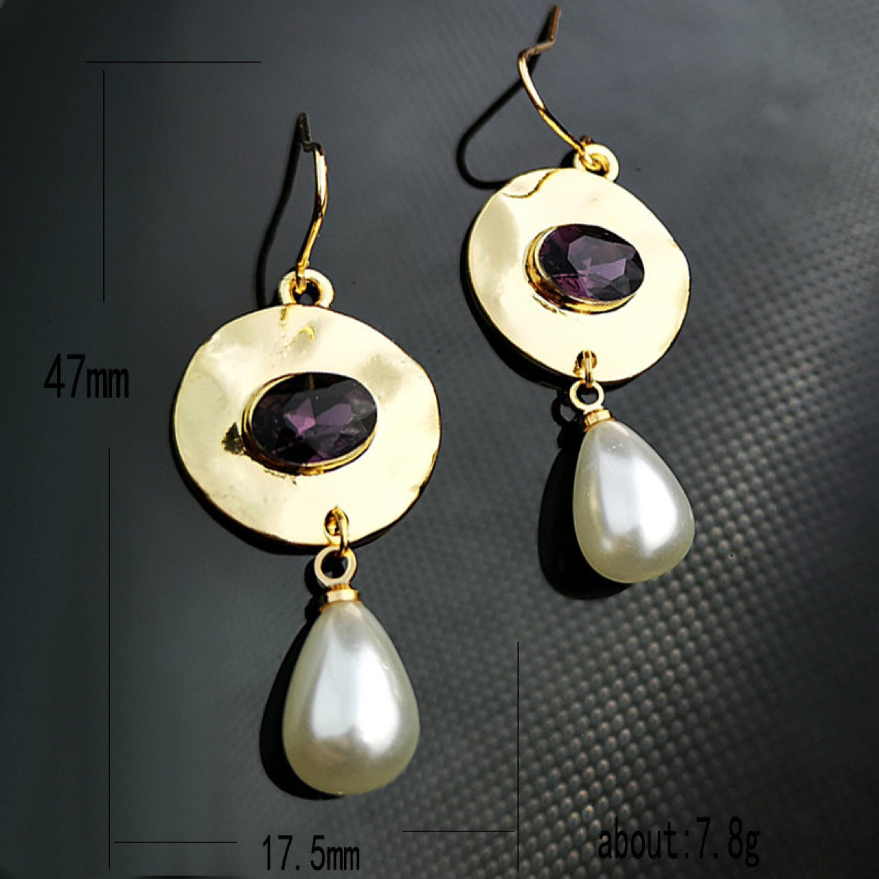 Retro Fashion Creative Design Round Mid-ancient Square Stud Earrings