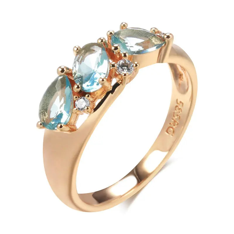 Fashionable Rose Gold Zircon Women's Ring - Ocean Vault