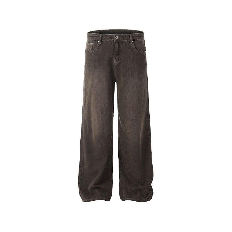 Retro Washed High Straight Loose Jeans