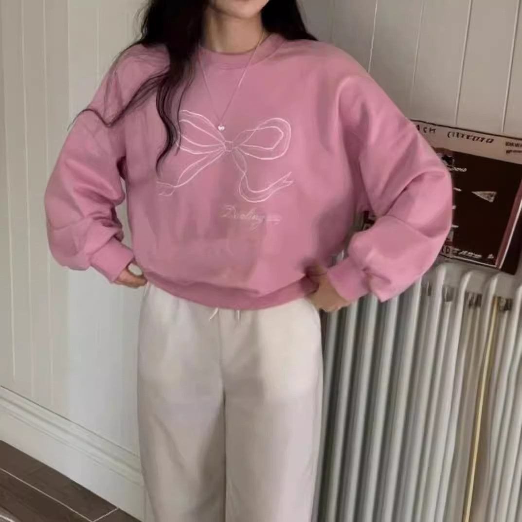 Women's Embroidered Bow Pullover Sweater