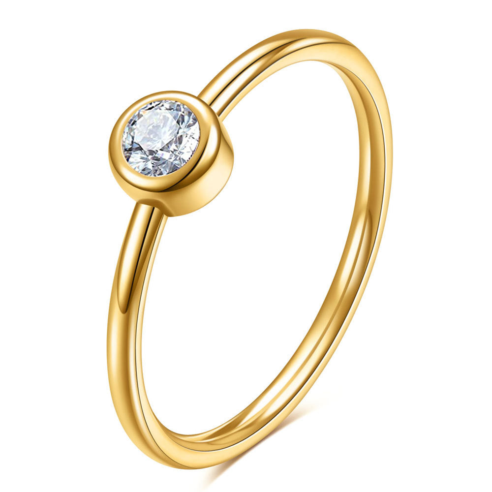 European And American Simple 2MM Titanium Steel Diamond Ring Stainless Steel