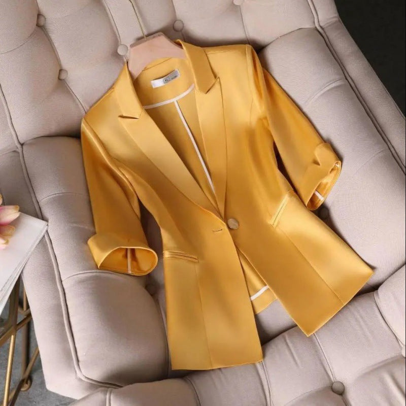 Acetate Stretch Satin All-match Women's Jacket