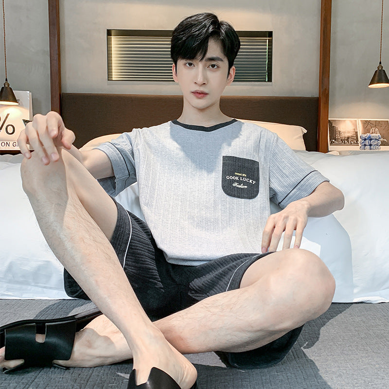 Men's Summer Short Sleeve Outer Wear Plus Size Homewear