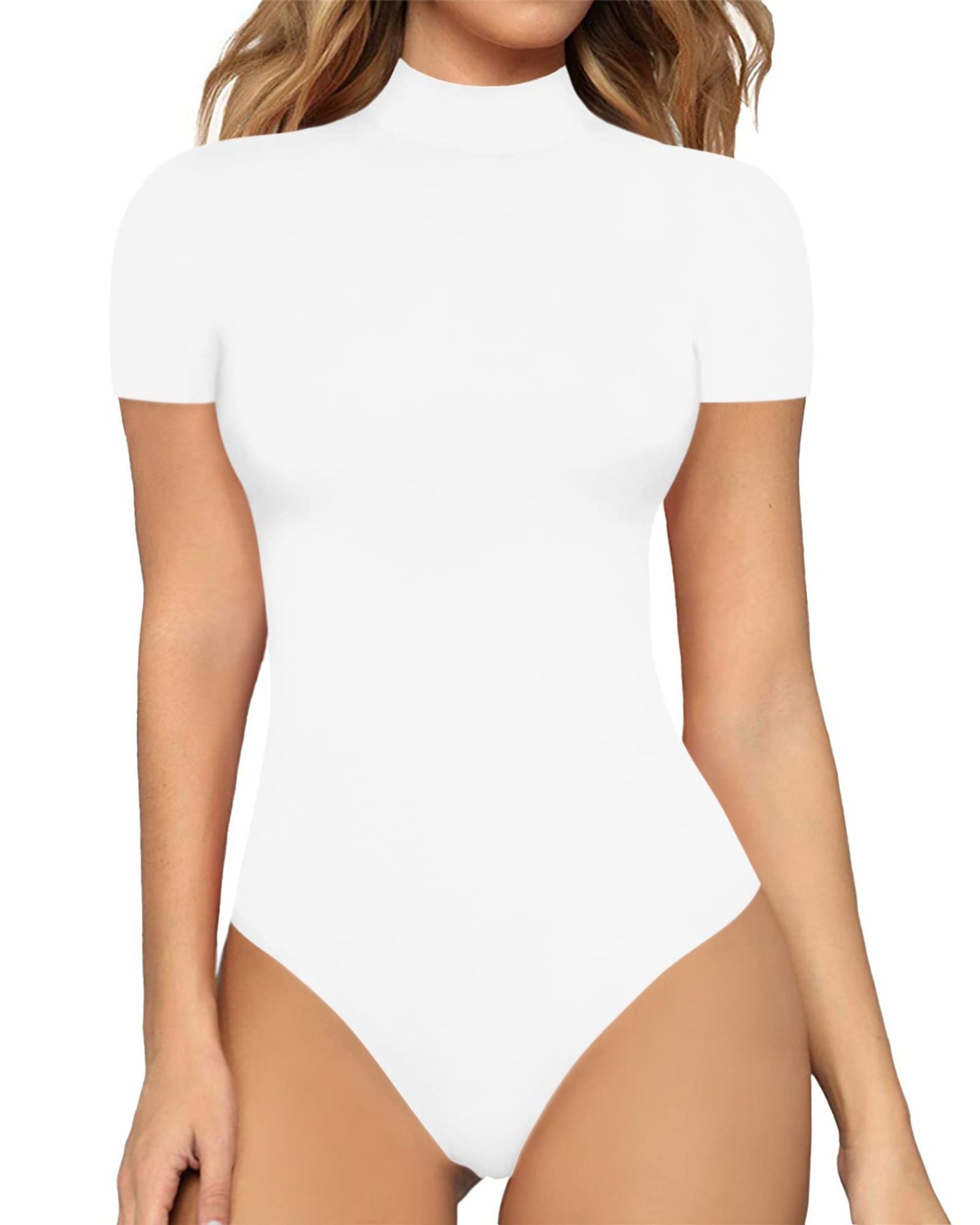 Sexy Solid Color Turtleneck Short Sleeve Rompers Tight