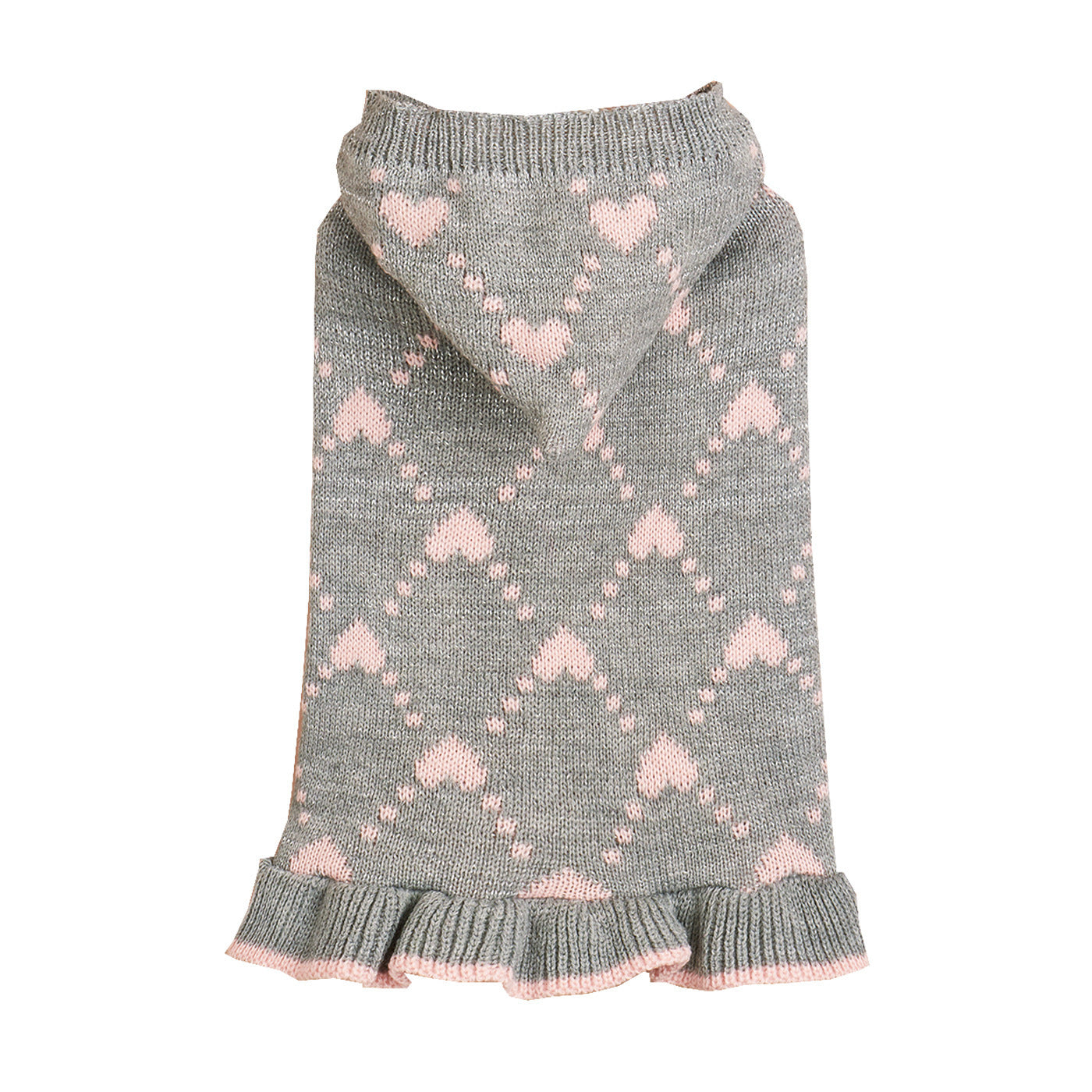 Small Dog Sweater Hoodies Dress Winter Knit Cute Clothing Heart Puppy Clothes For Dogs Cats Soft Warm Pet Outfits With Leash Hole