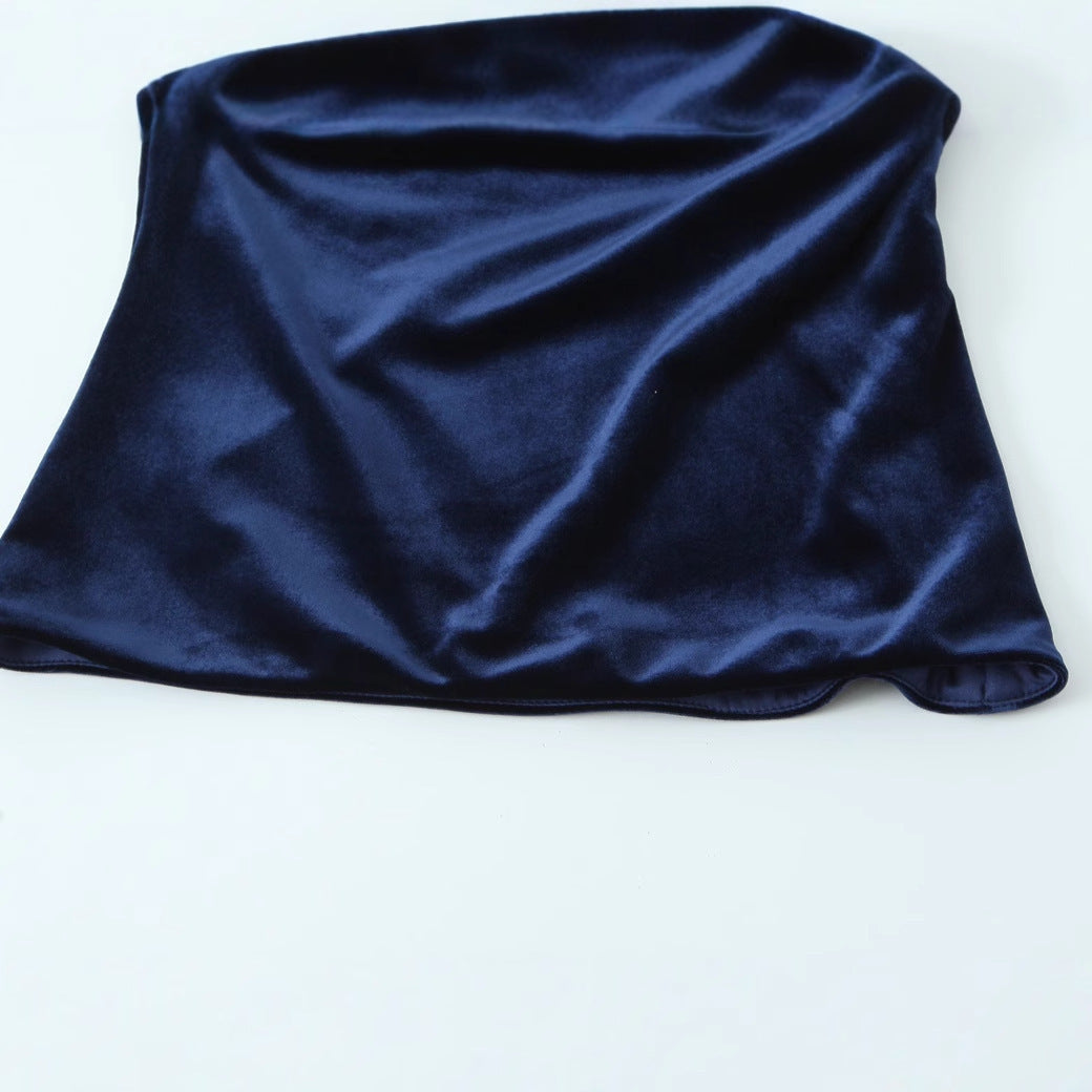 Velvet Halter Tube Top Sleeveless Top